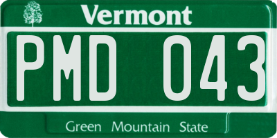 VT license plate PMD043