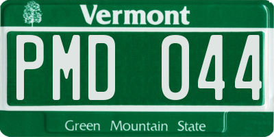 VT license plate PMD044