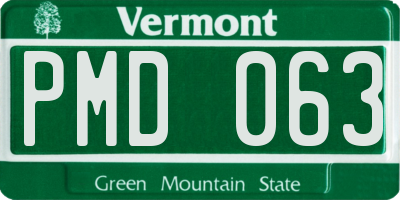 VT license plate PMD063