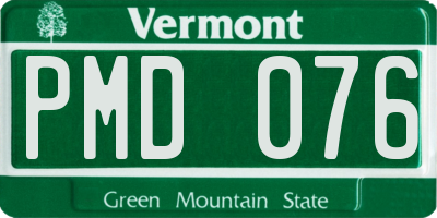 VT license plate PMD076
