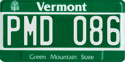VT license plate PMD086