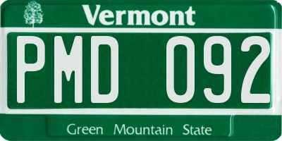 VT license plate PMD092
