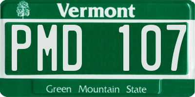 VT license plate PMD107