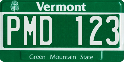 VT license plate PMD123