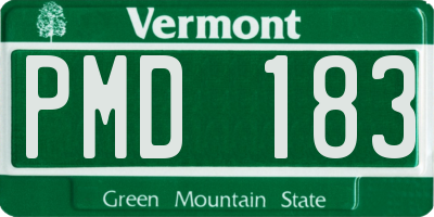 VT license plate PMD183