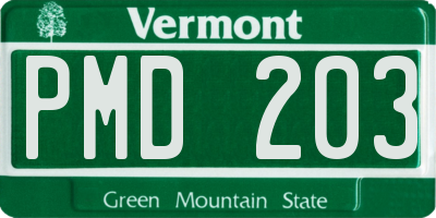 VT license plate PMD203