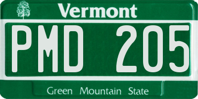 VT license plate PMD205