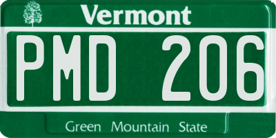 VT license plate PMD206