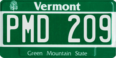 VT license plate PMD209