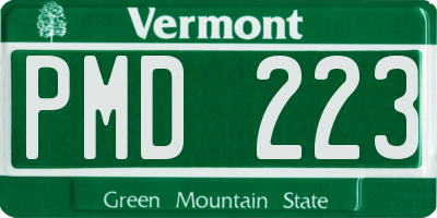VT license plate PMD223