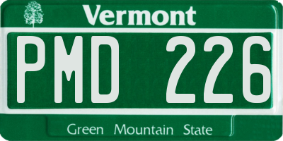 VT license plate PMD226