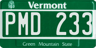 VT license plate PMD233