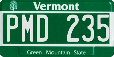 VT license plate PMD235
