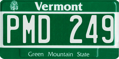 VT license plate PMD249