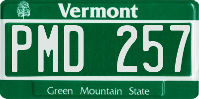 VT license plate PMD257