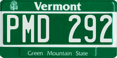 VT license plate PMD292
