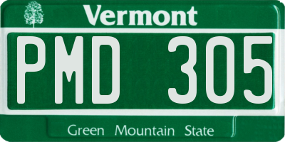 VT license plate PMD305