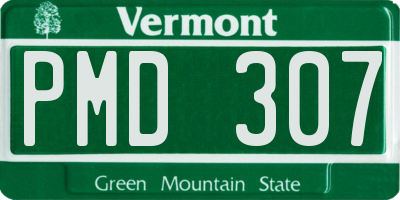 VT license plate PMD307