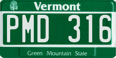 VT license plate PMD316