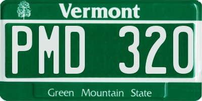 VT license plate PMD320