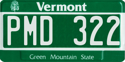 VT license plate PMD322