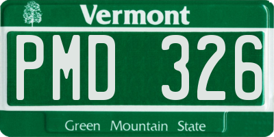 VT license plate PMD326