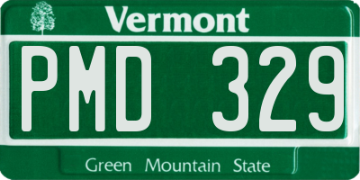 VT license plate PMD329