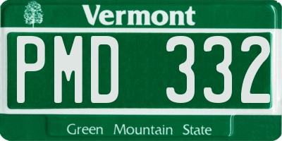 VT license plate PMD332
