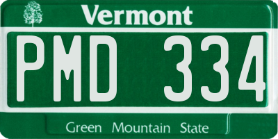 VT license plate PMD334