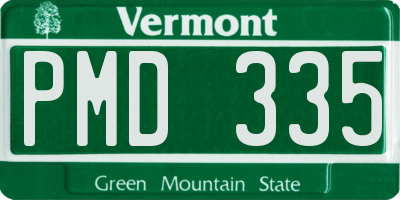 VT license plate PMD335