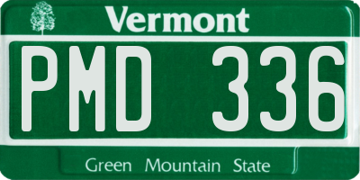 VT license plate PMD336