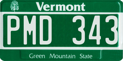 VT license plate PMD343