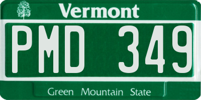 VT license plate PMD349