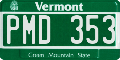 VT license plate PMD353