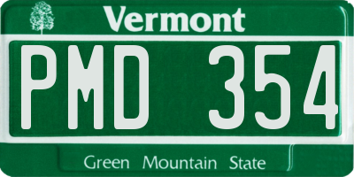 VT license plate PMD354