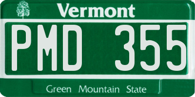 VT license plate PMD355
