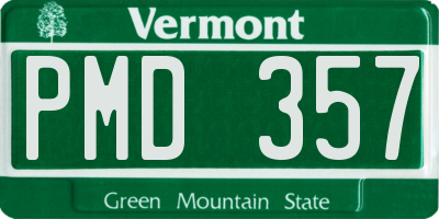 VT license plate PMD357