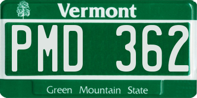 VT license plate PMD362