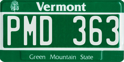 VT license plate PMD363