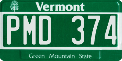 VT license plate PMD374