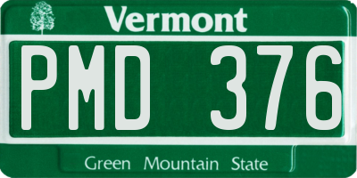 VT license plate PMD376