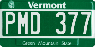 VT license plate PMD377
