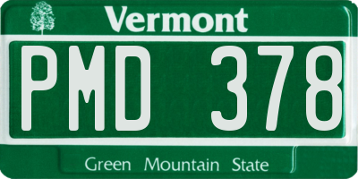 VT license plate PMD378