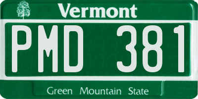 VT license plate PMD381