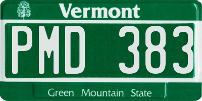 VT license plate PMD383