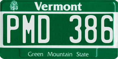 VT license plate PMD386