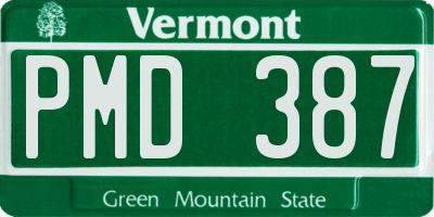 VT license plate PMD387