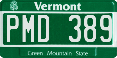 VT license plate PMD389