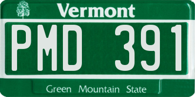 VT license plate PMD391