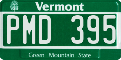 VT license plate PMD395